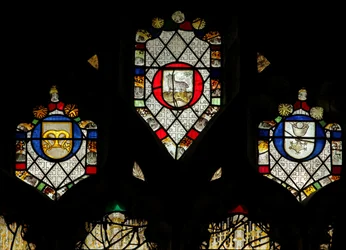 Window depicting arms