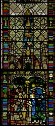 Window w31 depicting the Annunciation and canopy