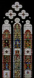 Window w32 depicting St George, St Lawrence, St Stephen, St Cuthbert, St Peter, St Anne, St Joachim