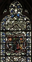 Window W57 depicting the Funeral of the Virgin Mary