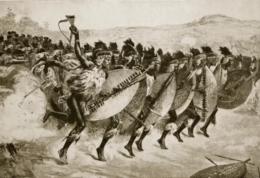 Zulus advancing to attack at Kambula Hill, March 29th 1879