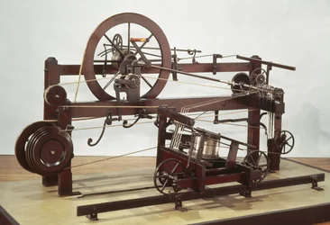 Replica of the spinning mule frame invented by Samuel Crompton in c.1772-79