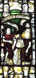 Window depicting Adam Digging and Eve Spinning