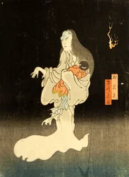 Ichikawa Yonezo as the Ghost of Oiwa, 1865