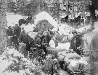 Prospectors Ascending Porcupine Hill on the Skagway Trail, Alaska, During the Klondike Gold Rush, 1898