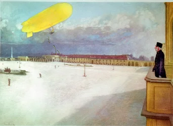 Emperor Franz Joseph watches the first Dirigible