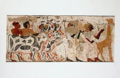 Nubians Carrying Offerings, Among Them a Giraffe