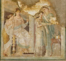 Pompeian ladies with their slave hairdresser