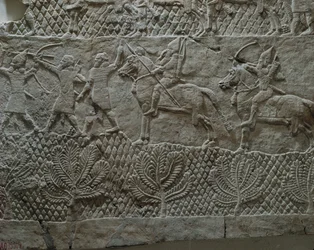 The Assyrian Army of King Ashurbanipal in Battle During the Campaign Against Elam