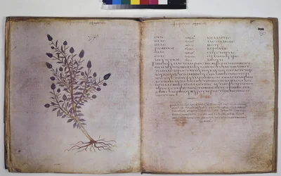 Two Full Pages: Plant Study with Inscription