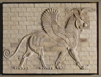 Winged Griffin, Coloured Glazed Tiles, from the Palace in Susa, Iran