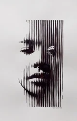 Contemplative Line Art Portrait
