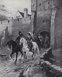 Oliver Cromwell with his army at Bootham Bar, York when Charles II tried to reclaim the throne in 1650