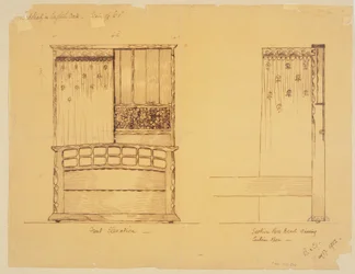 Design for a bedstead in English oak, 1902