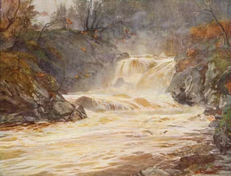 The Falls of Lochay in flood