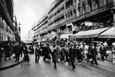 Rue Lafayette at Shopping Time, Paris, 1931