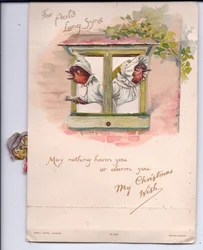 Two Robins in Nightclothes Looking Out of the Window, c.1880
