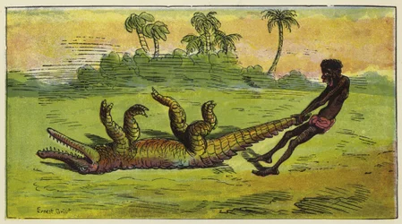 Ashanti Man Dragging a Sleeping Crocodile by the Tail