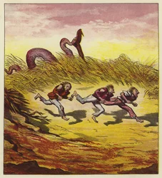 The Three Mariners Fleeing a Giant Snake