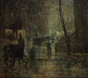 Wet Night, Gramercy Park (After Rain, Nocturne)