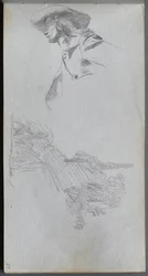 Sketchbook, Page 27: Detail Study for On a Terrace and Landscape Study