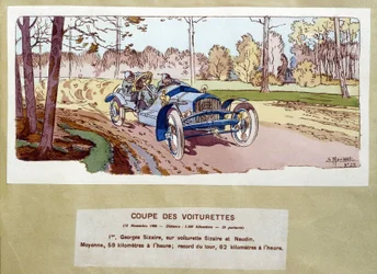 Car Racing: The Cut of Carts in 1906 - Drawing by Ernest Montaut (1878-1909)