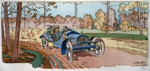 Georges Sizaire on His Own Manufactured Car, at the Coupe des Voiturettes