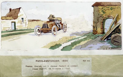 The Paris - Amsterdam Race in 1898, Drawing by Ernest Montaut (1878-1909)