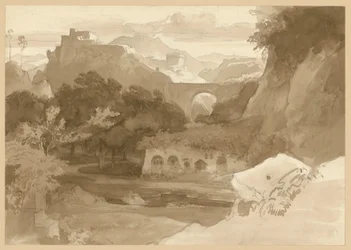 Rocky Mountain Landscape with a Viaduct. Motif from the Sabine Mountains