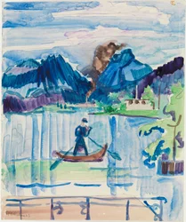 Mountain Lake with Rower
