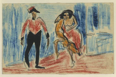 Man and Woman (Dancing Couple) (Postcard to Maschka Mueller)