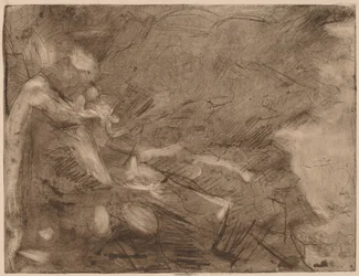 Mountain Stream with Bathers