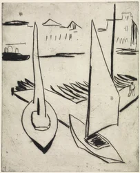 Sailboat Harbour on the Alster, Hamburg / Street with Obelisks, Dresden