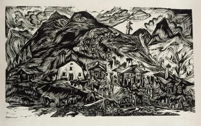 Stafelalp, General View - Cattle Drive to the Alpine Pasture