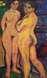 Standing Nude Girls by the Stove