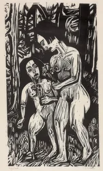 Two Nude Girls with Flowers in the Woods. 1923