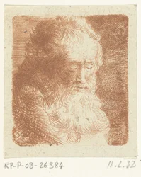 Old Man with Beard Looking Down: Three-Quarter View, to the Right