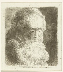 Old Man with Beard Looking Down: Three-Quarter View, to the Right