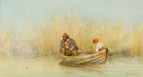 Study of a Man and a Boy Fishing from a Boat