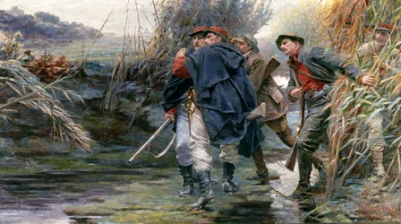 The brothers Enrico and Giovanni Cairoli along the Tiber River towards Villa Glori to free Rome from the papal government