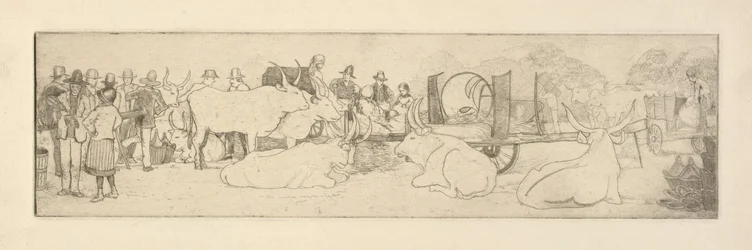 Farm Scene with Bulls