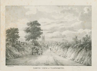 Tamworth - Distant View from North: lithograph