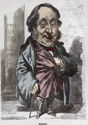 Portrait of Gioachino Rossini (1792-1868), Caricature by Etienne Carjat - digital colorisation
