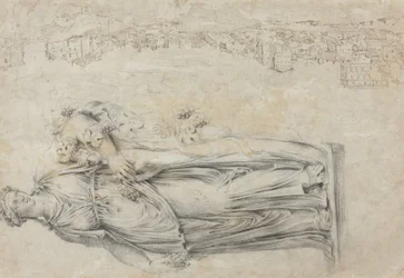 View of the Tiber; Copy of a Roman Sculpture of a Bacchante