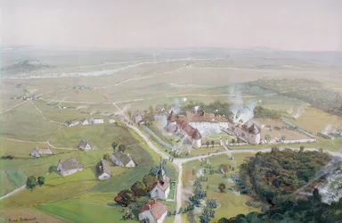 The Recapture of the Chateau de Mondement by the French army on the 9th September, 1914, during the First battle of the Marne, 1915