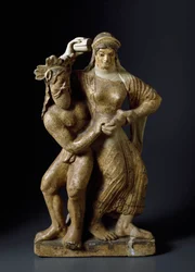 Satyr and Dancing Maenad. Terracotta sculpture from a temple of Mater Matuta at Satricum. 480 BC. Rome, Museo Nazionale di Villa Giulia