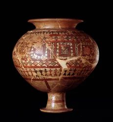 Etruscan civilization: olla vase from tomb 3, necropolis of Buccacce a Bisenzio - 7th century BC
