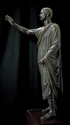 Roman Etruscan Art: bronze statue of Aulo Metello called the Harangueur - 80 BC, From Pila near Perugia, Portrait of Aule Metele (Aulus Metellus) also known as The Orator