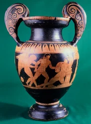 Volute Krater by the Painter of Mainz, Depicting a Warrior and an Amazon