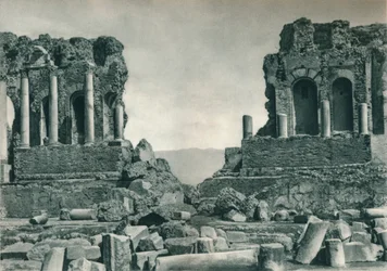 Stage of the Greek Theatre, Taormina, Sicily, Italy